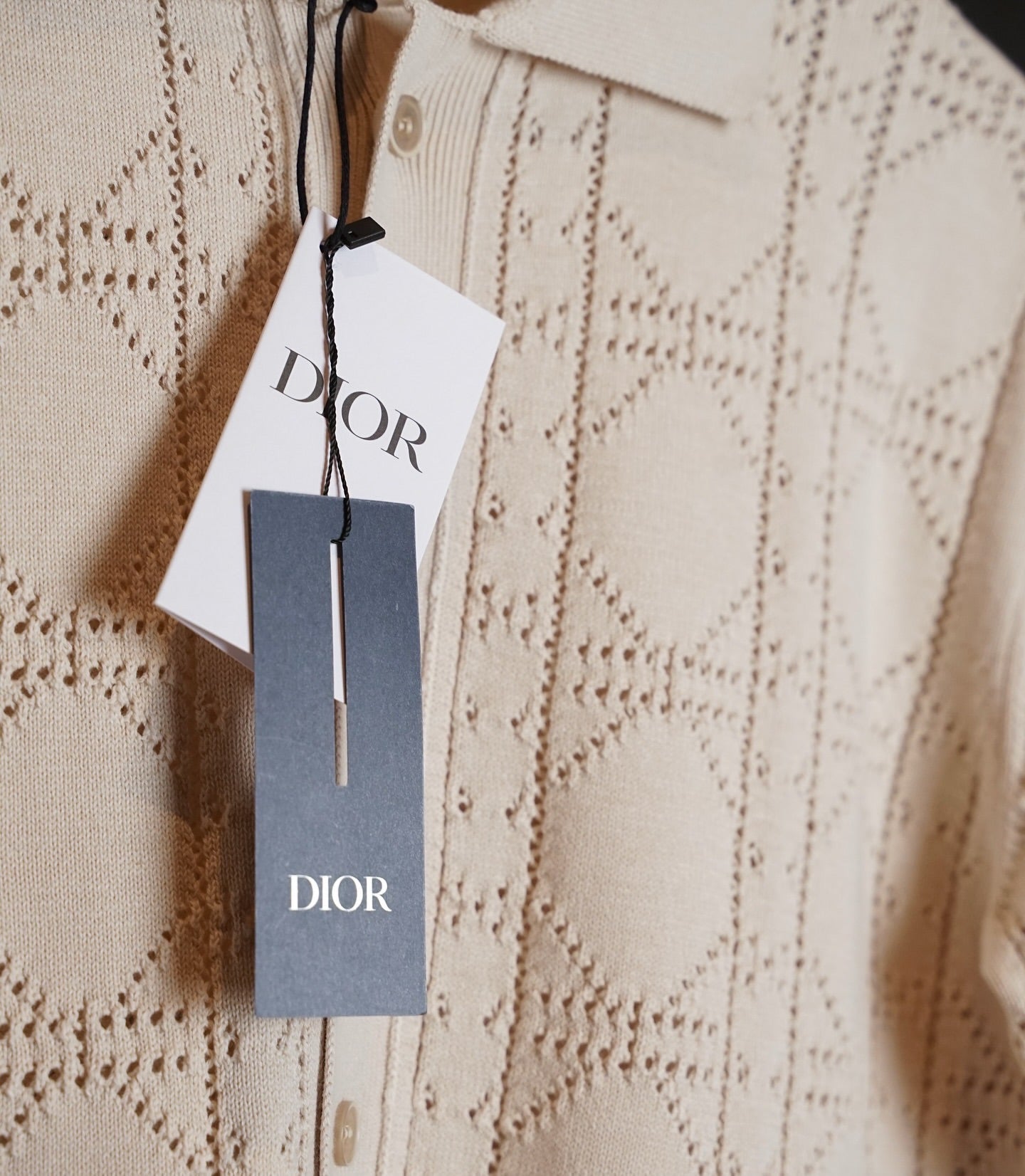 Dior Knit Button-Up Shirt – Cream