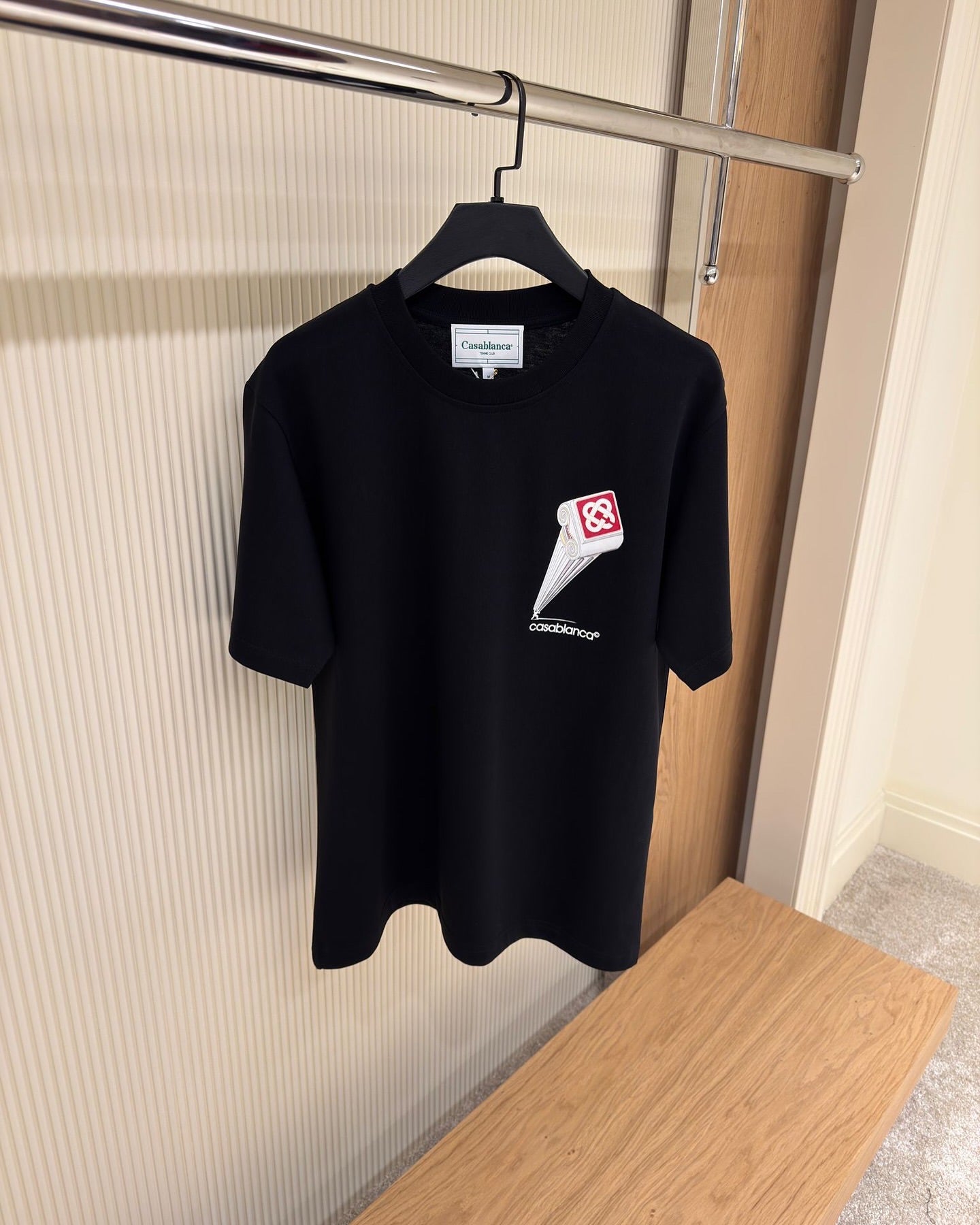 Casablanca Black T-Shirt with Scroll Artwork Graphic