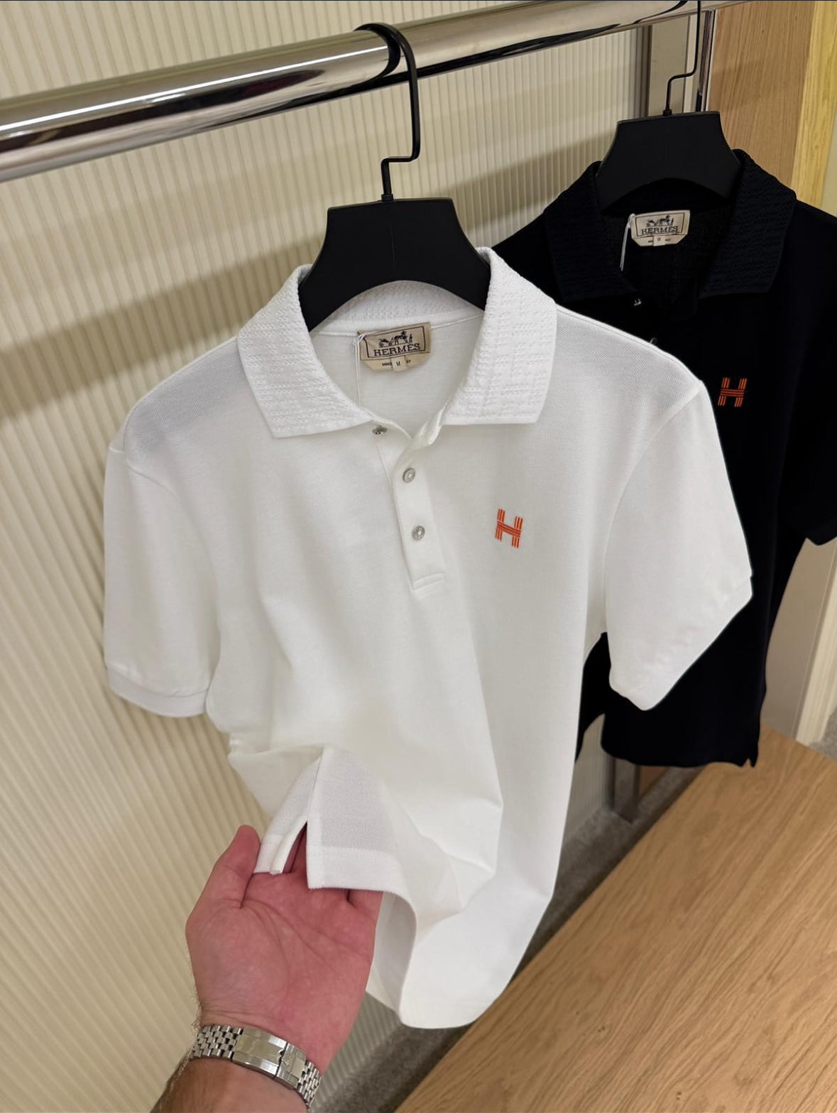 Hermès White Polo Shirt with Iconic “H” Embroidery