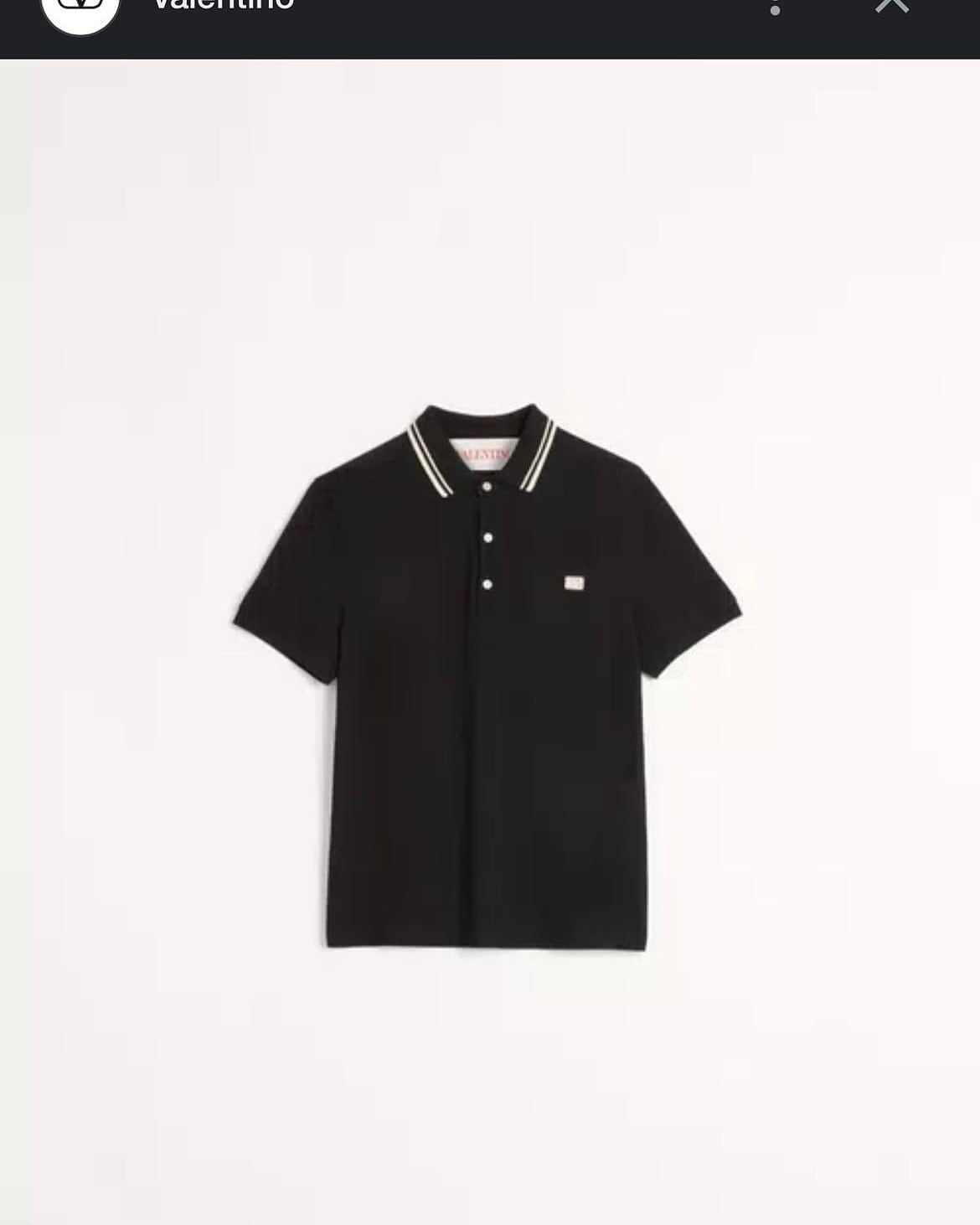 Valentino Black Polo Shirt with Contrast Collar Trim