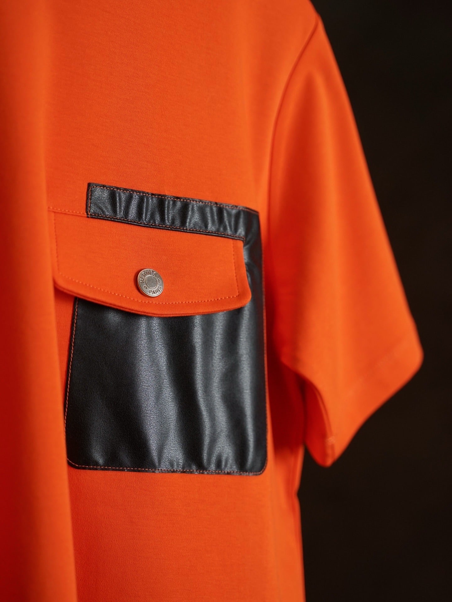 Hermès Orange Cotton T-Shirt with Contrast Pocket