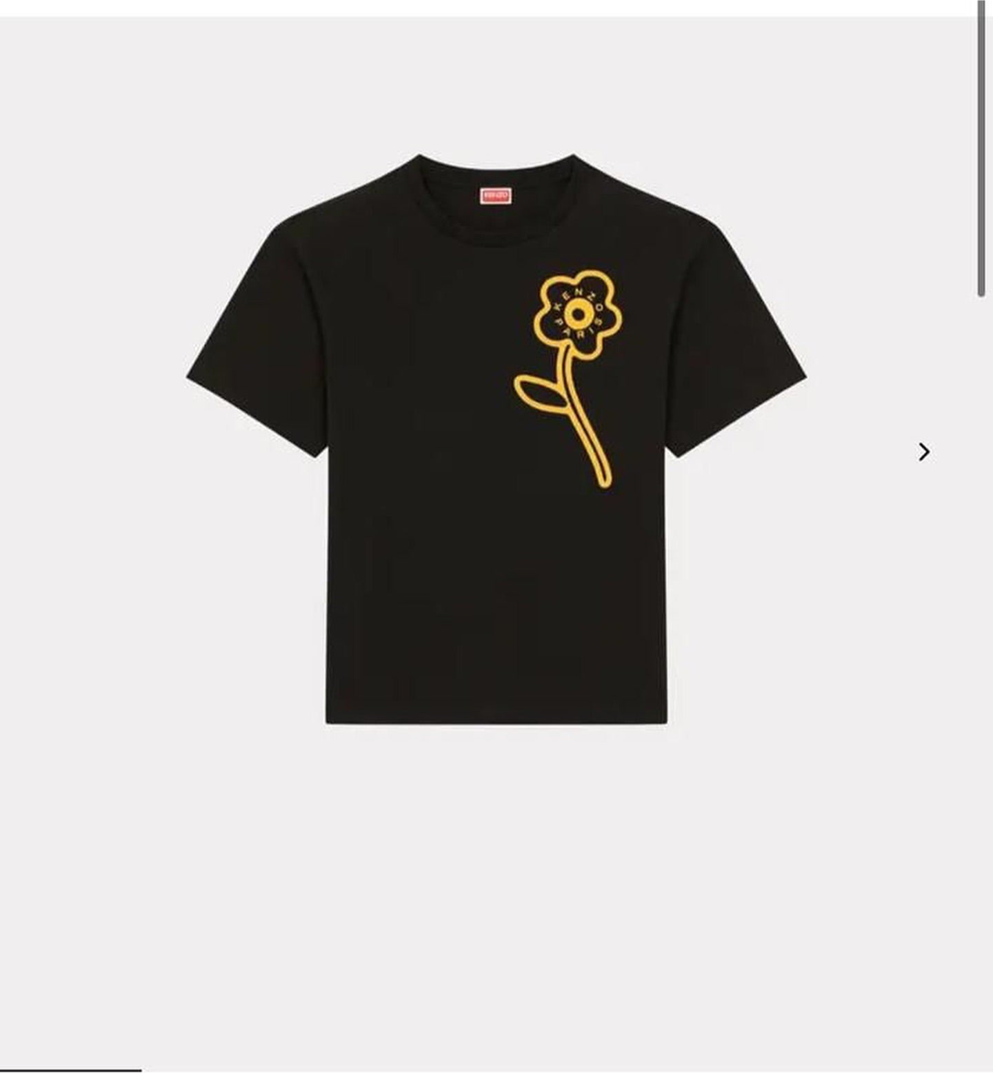 Kenzo Paris Black T-Shirt with Yellow Flower Embroidery
