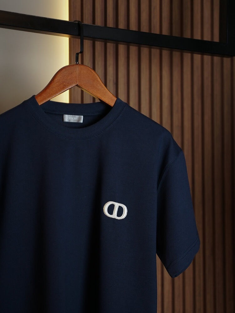Christian Dior Navy Blue T-Shirt with Embroidered CD Logo