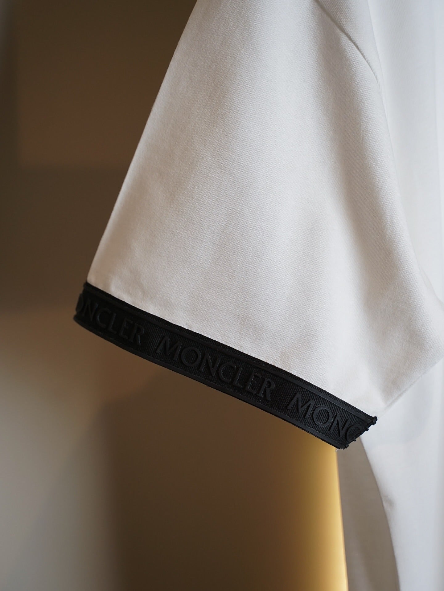 Moncler Classic White Logo Tee with Black Trim