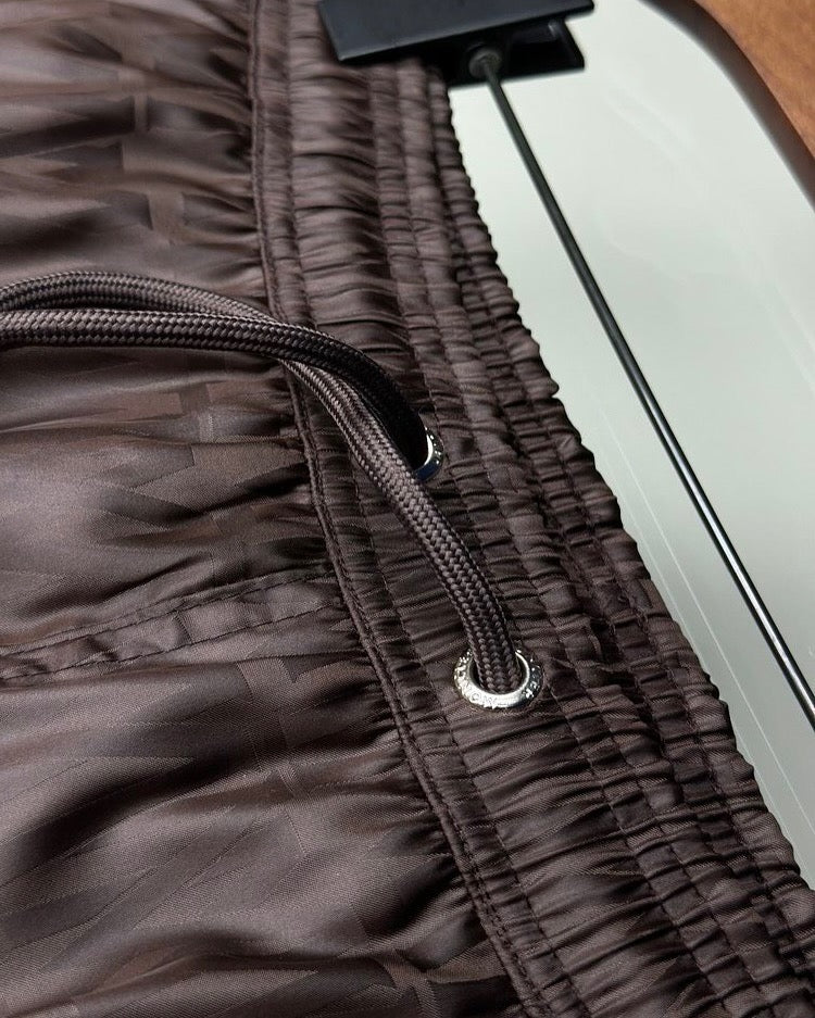 Moncler Brown Patterned Swim Shorts – Logo Patch Detail