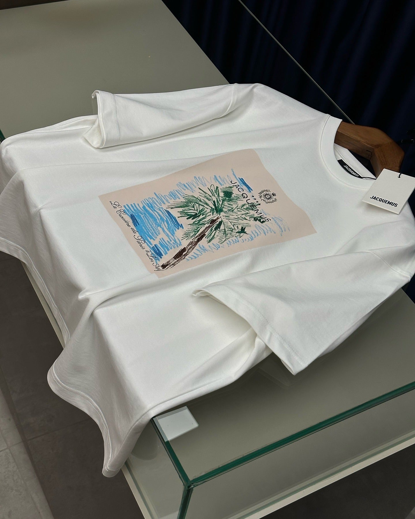 Jacquemus “Le Papier” Palm Tree Graphic T-Shirt White (Oversize)