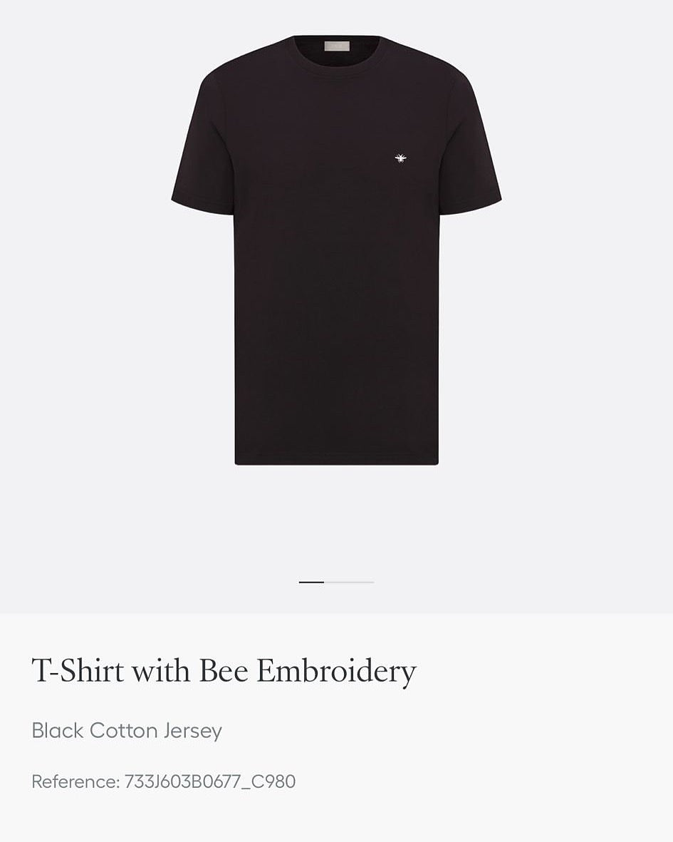 Dior Black T-Shirt with Embroidered Bee Logo