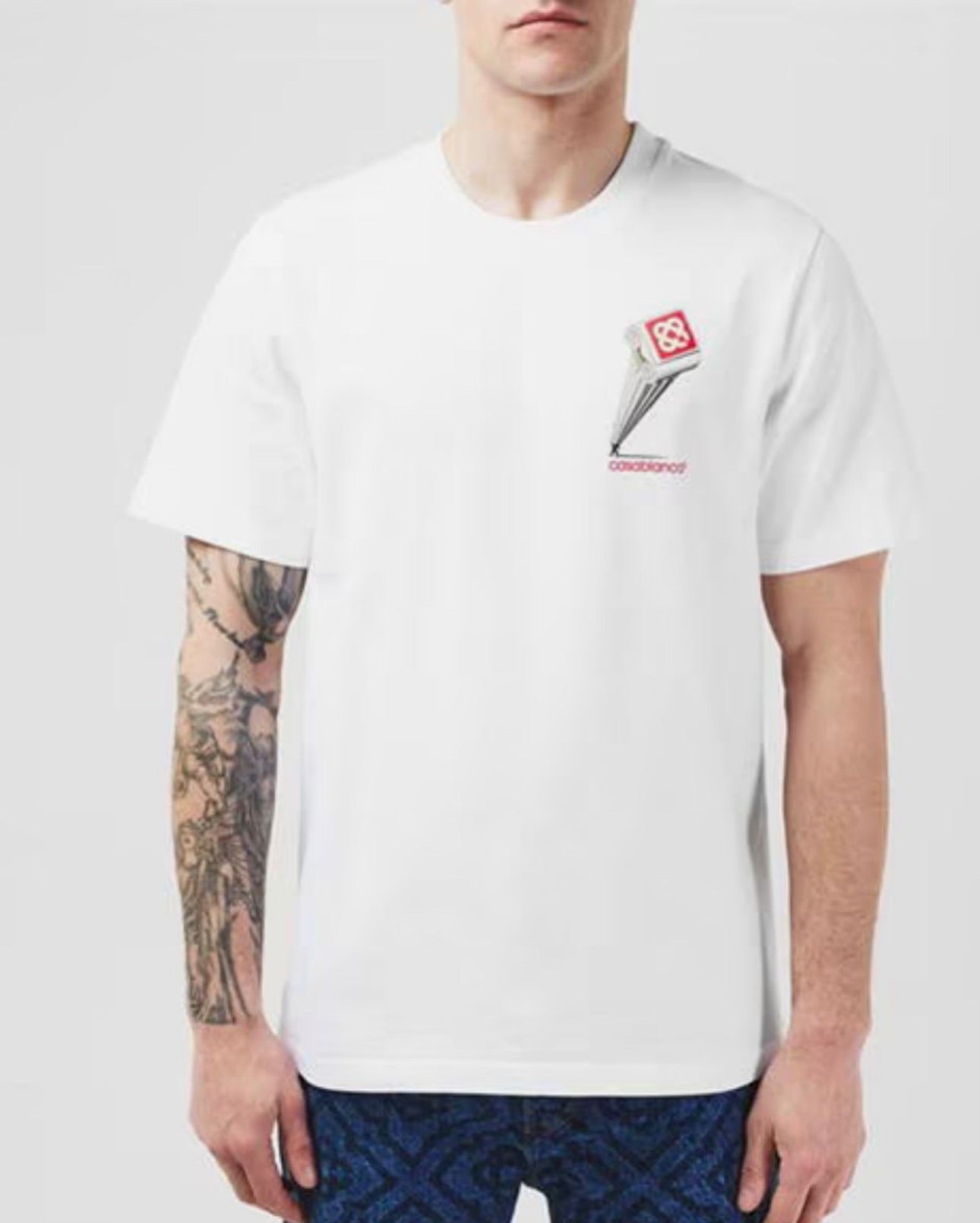 Casablanca whiteT-Shirt with Scroll Artwork Graphic
