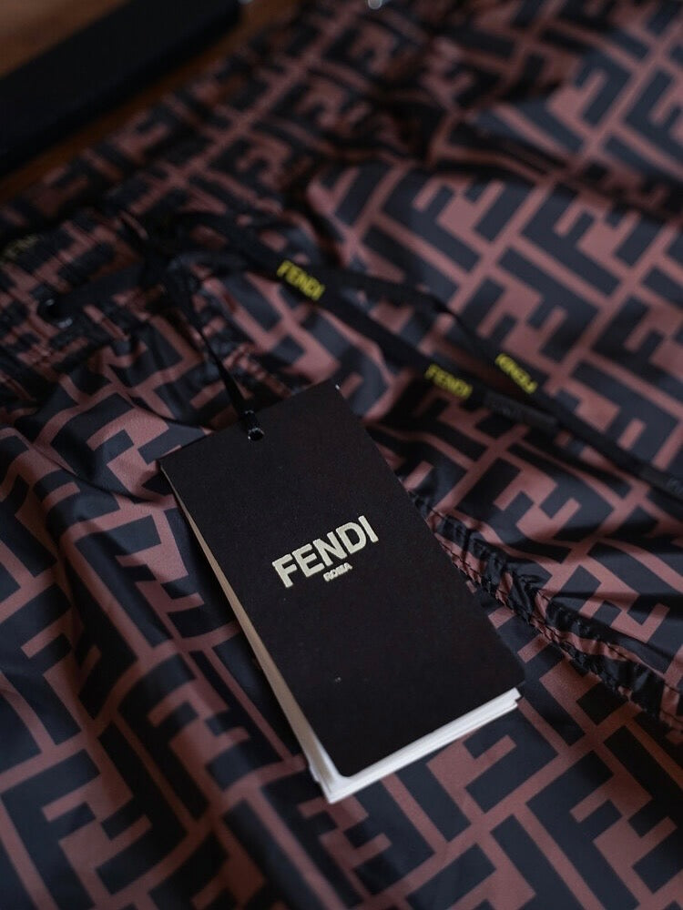 Fendi FF Logo Swim Shorts – Chocolate & Black Monogram
