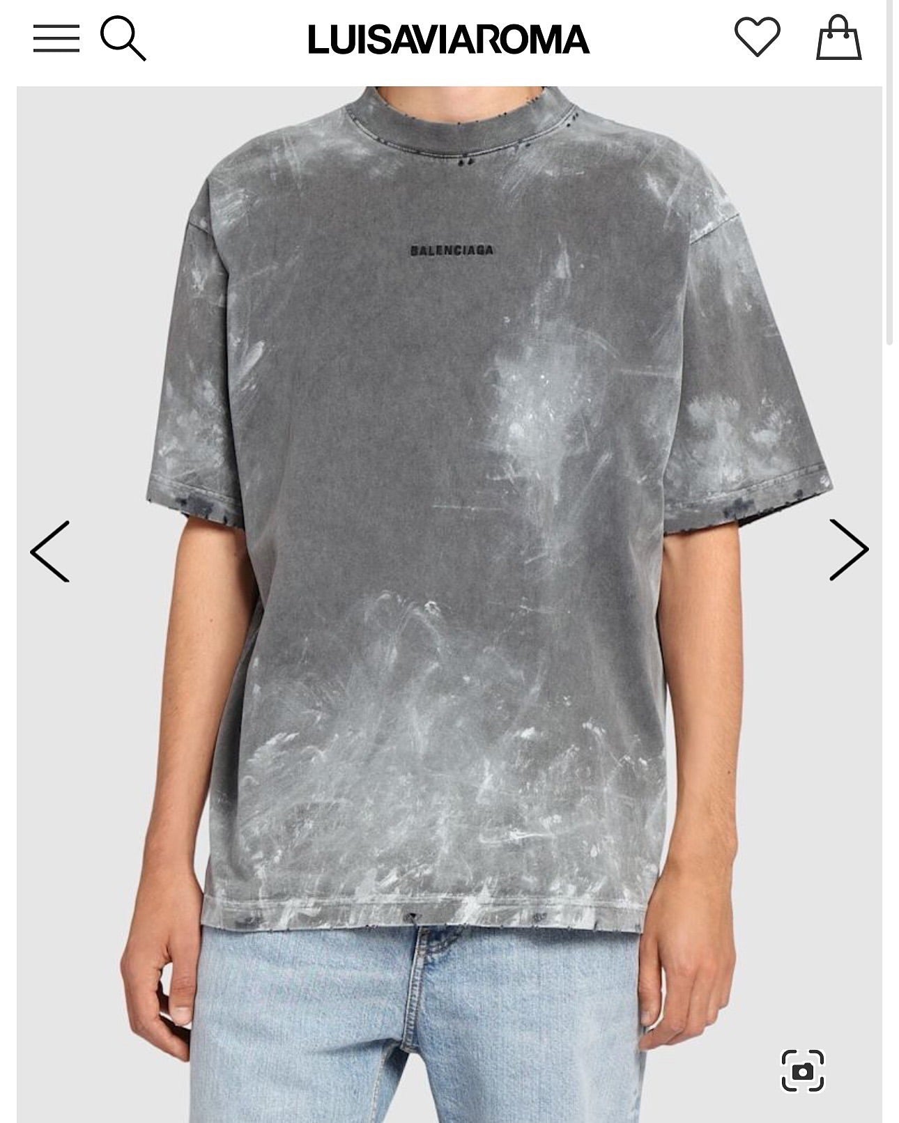 Balenciaga Distressed Logo T-Shirt in Washed Grey