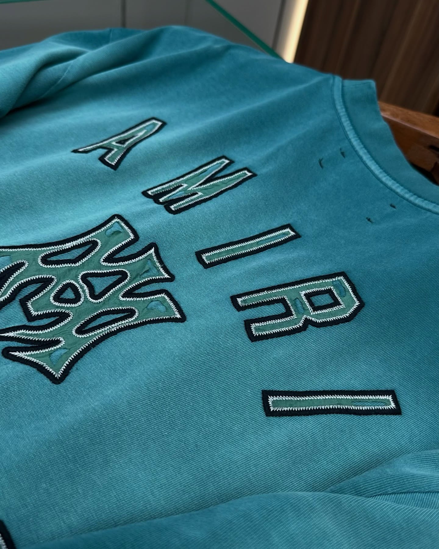 Amiri Hollywood Turquoise Logo Tee
