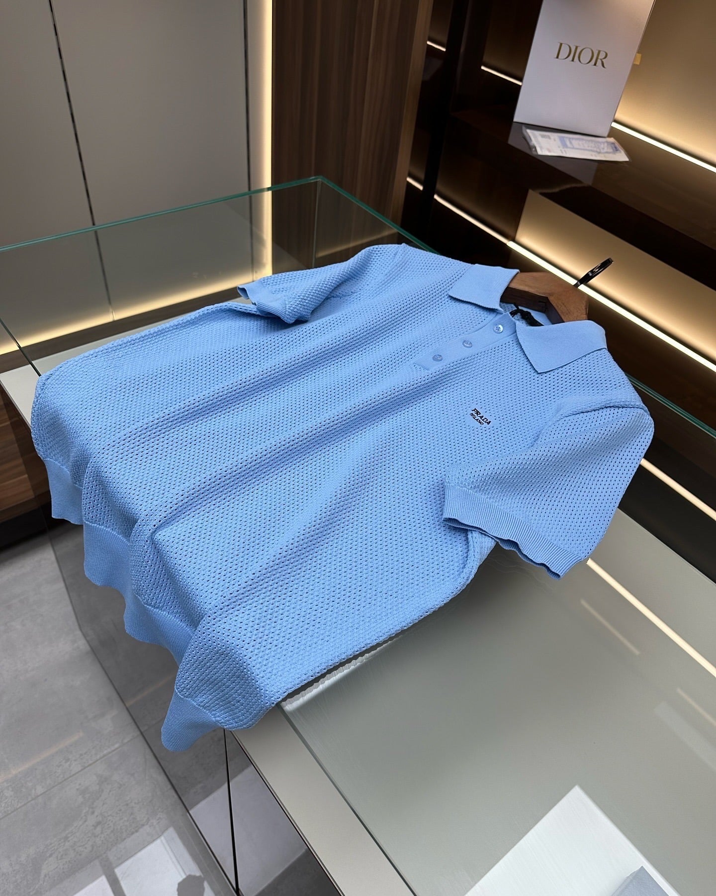 Prada Classic Baby blue Cotton Polo Shirt