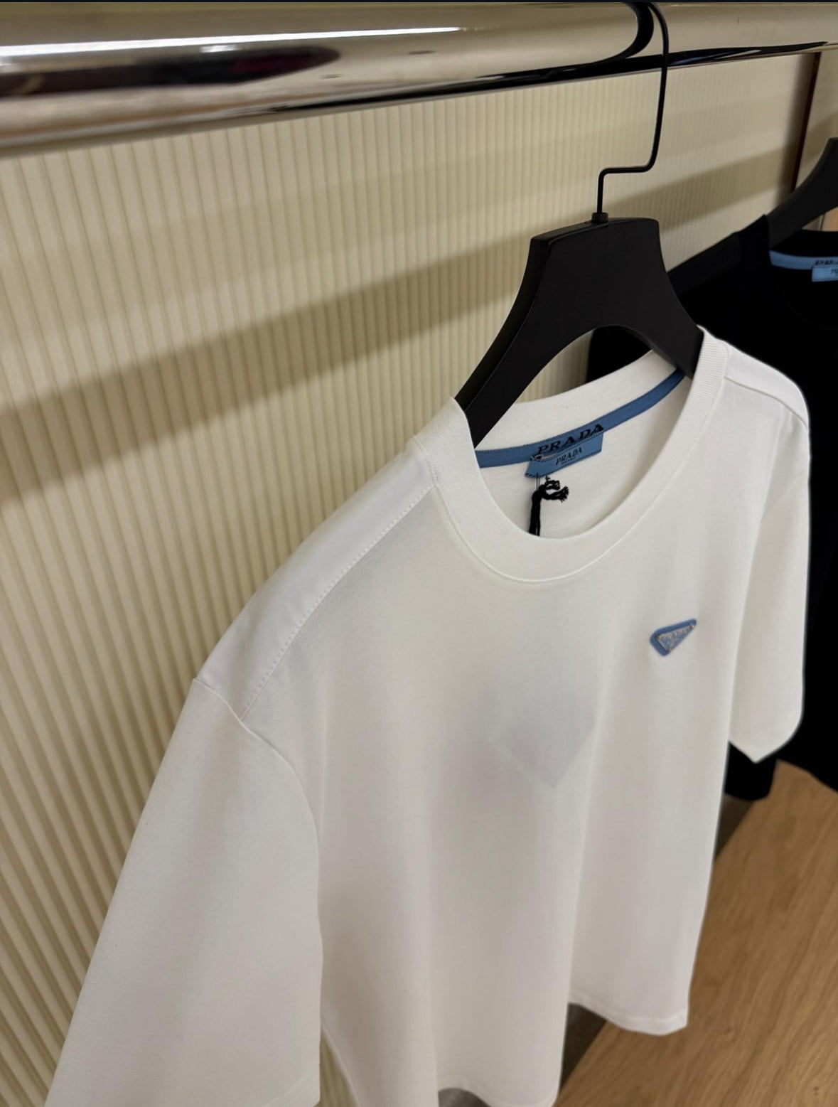 Prada Re-Nylon Triangle Logo T-Shirt white