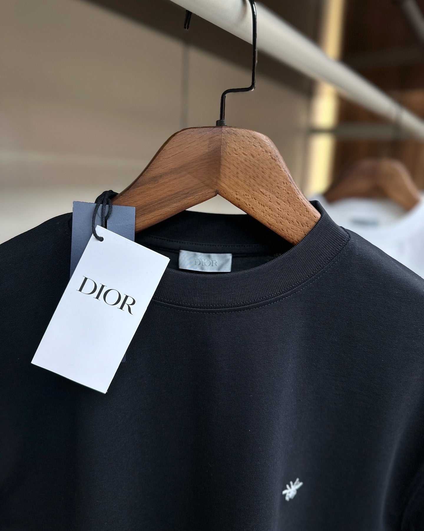 Dior Black T-Shirt with Embroidered Bee Logo
