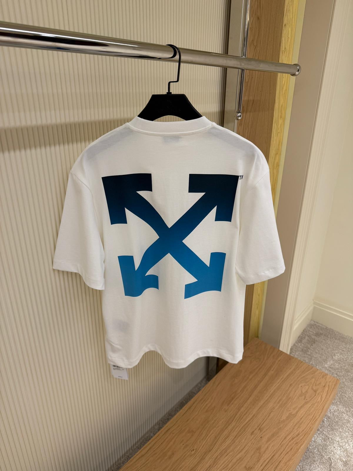 Off-White Gradient Arrows Logo Tee – White/Blue
