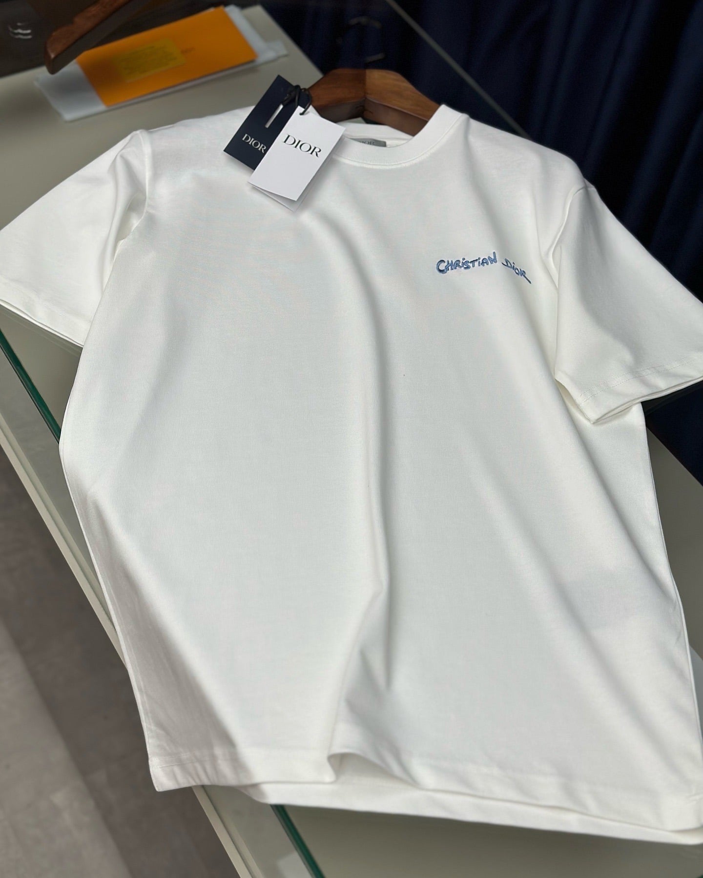 Dior White T-Shirt with “Christian Dior” Embroidery