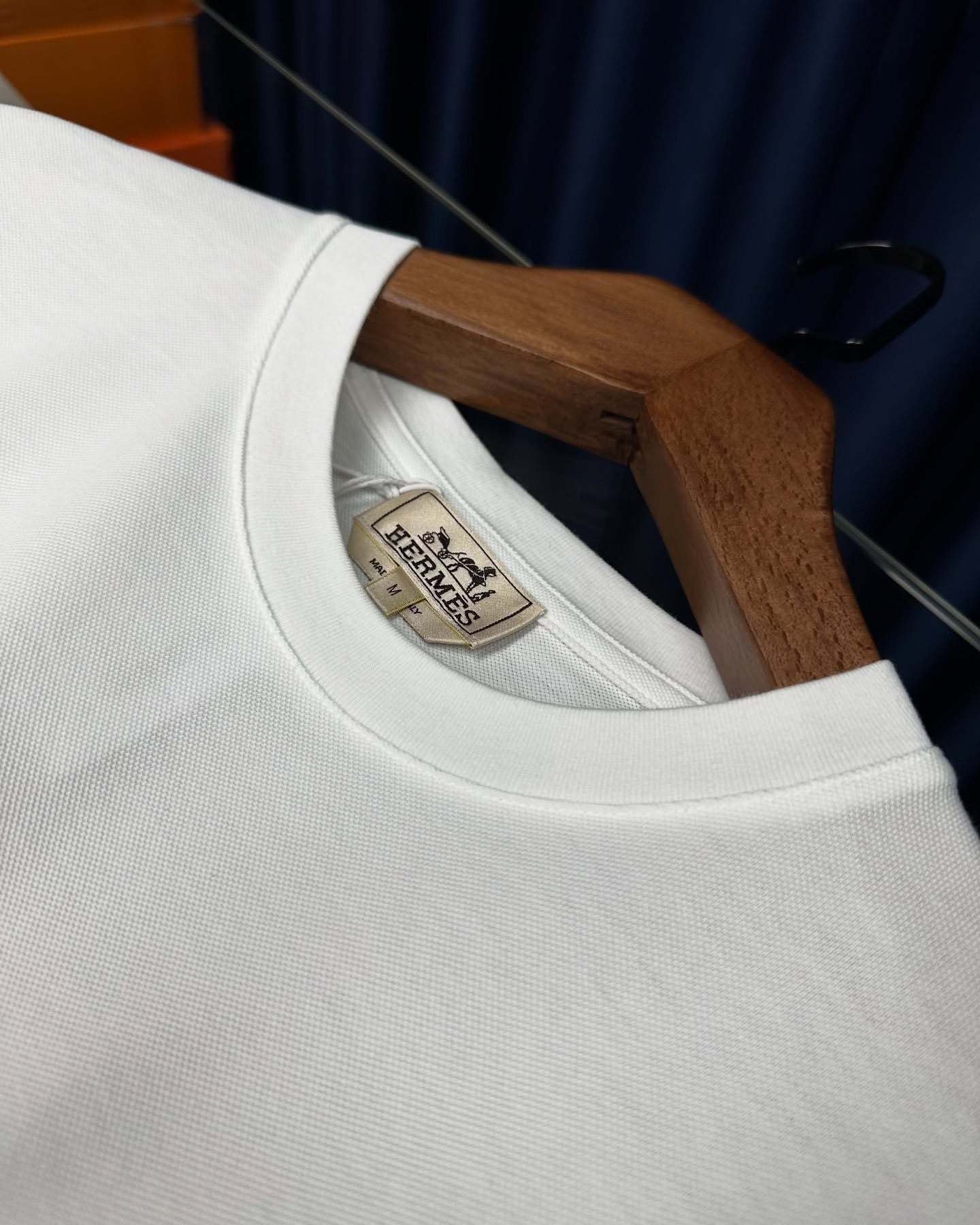 Hermès White Cotton T-Shirt with Sleeve Pocket & Embroidered “H” Logo