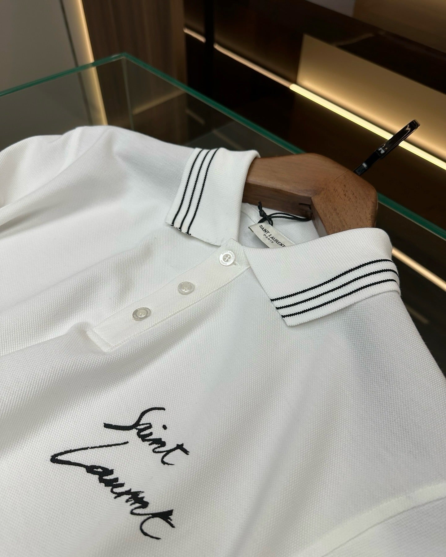 Saint Laurent White Polo Shirt with Embroidered Logo