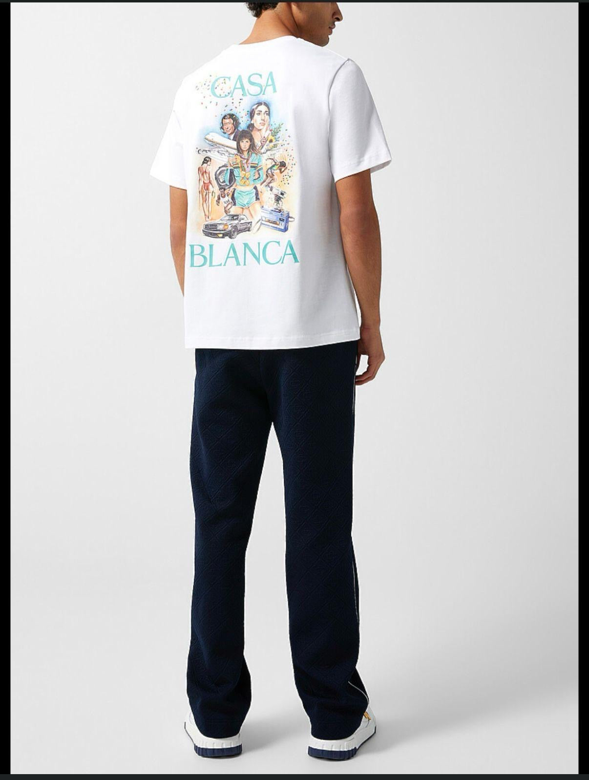Casablanca White T-Shirt with Retro Illustrated Graphic