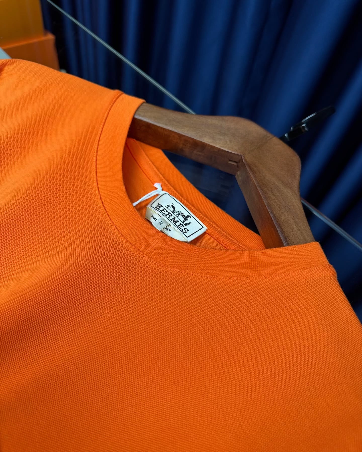 Hermès Orange Cotton T-Shirt with Sleeve Pocket & Embroidered “H”