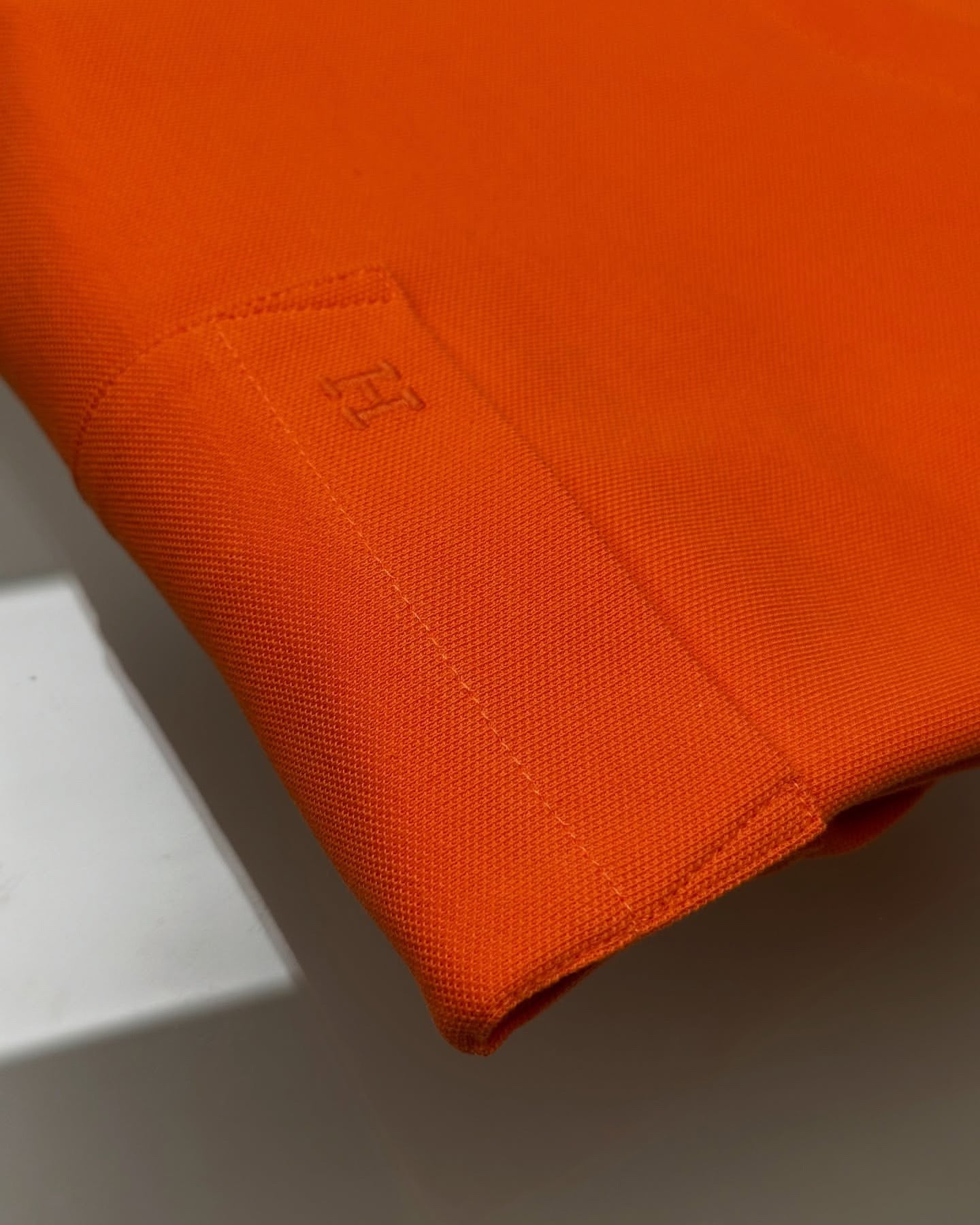 Hermès Orange Cotton T-Shirt with Sleeve Pocket & Embroidered “H”