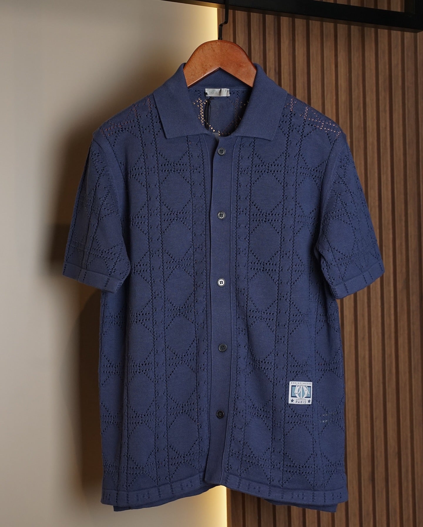 Dior Paris Perforated Sleeve Knit Shirt – Navy