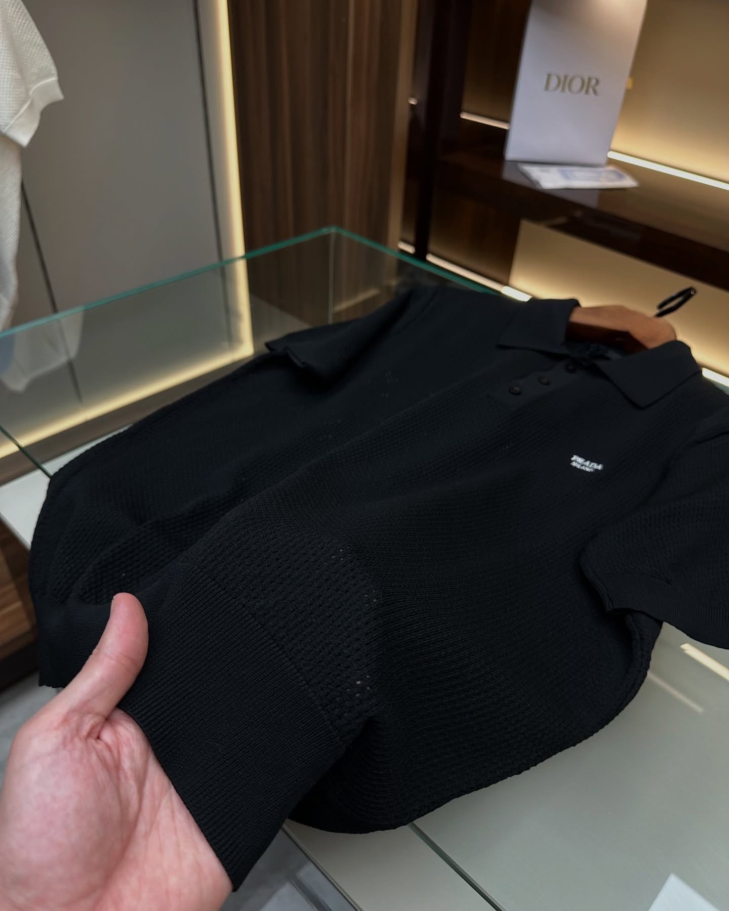 Prada Classic Black Cotton Polo Shirt