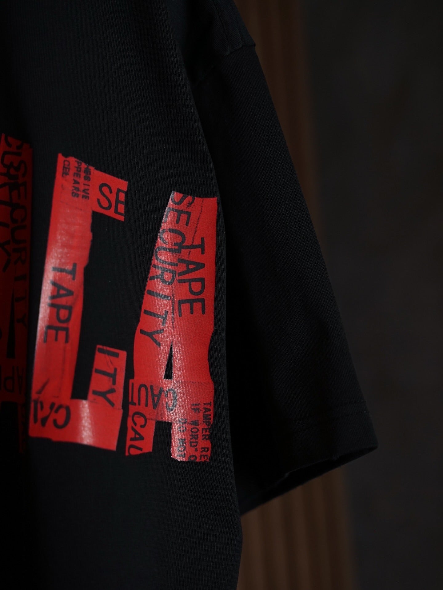Balenciaga Black Distressed “VENICE” Tape Graphic T-Shirt