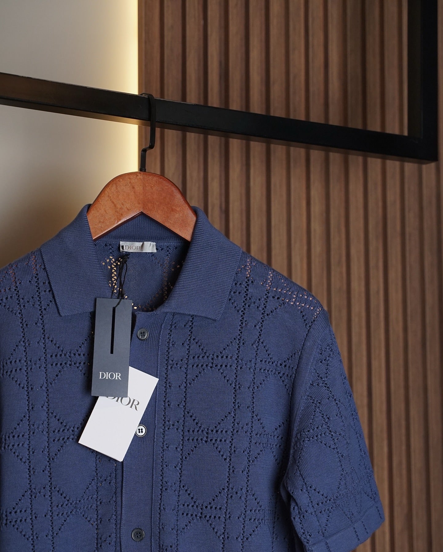 Dior Paris Perforated Sleeve Knit Shirt – Navy