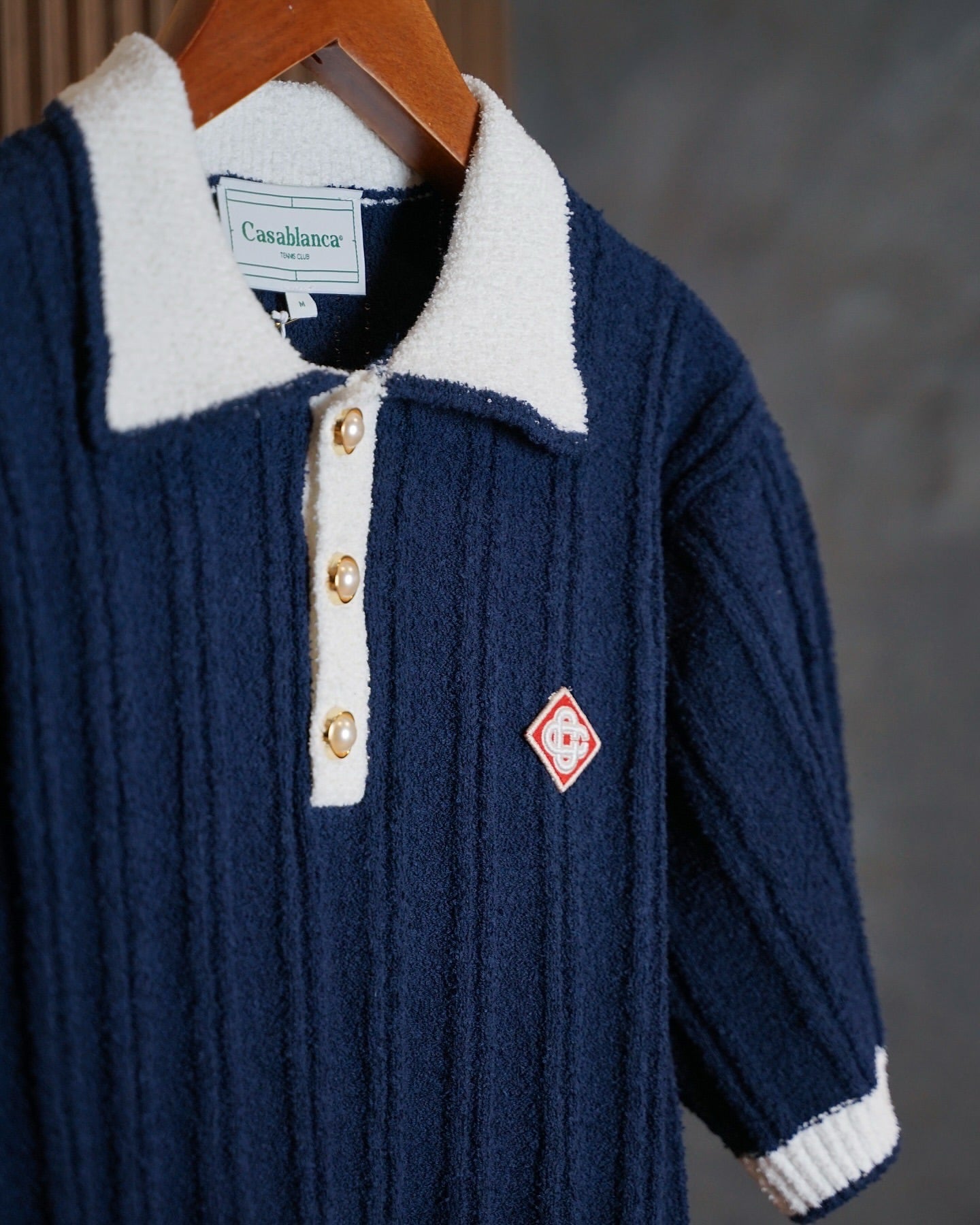 Casablanca Knitted Polo – Navy & Ivory Elegance