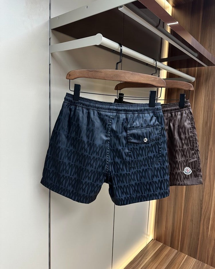 Moncler Allover Logo Swim Shorts – Black & Brown