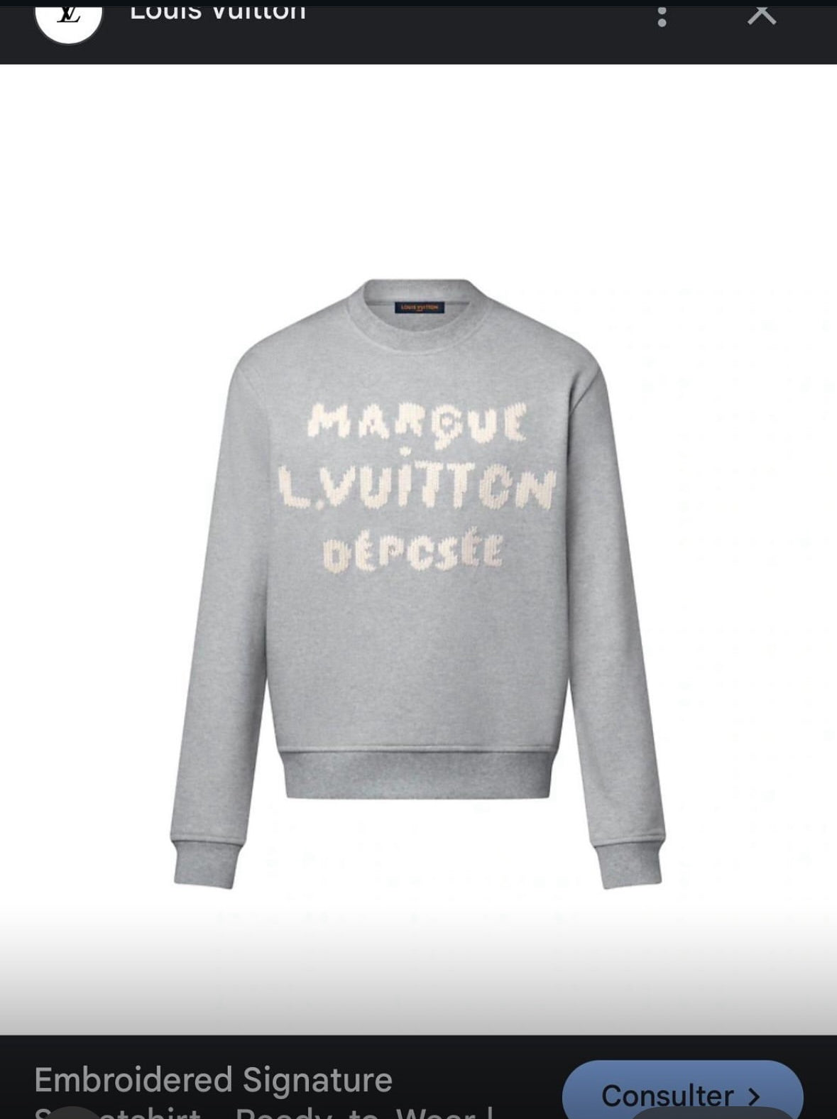 Louis Vuitton Embroidered Signature Sweatshirt.