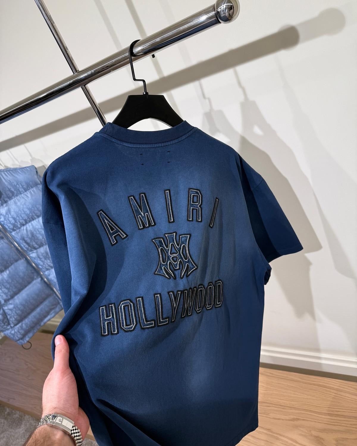 AMIRI Blue Hollywood Logo Oversized T-Shirt