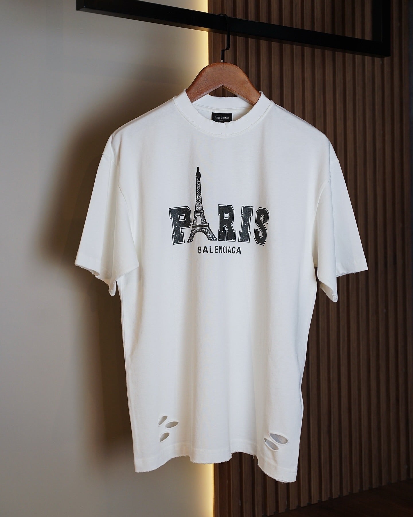 Balenciaga Paris Distressed T-Shirt – White
