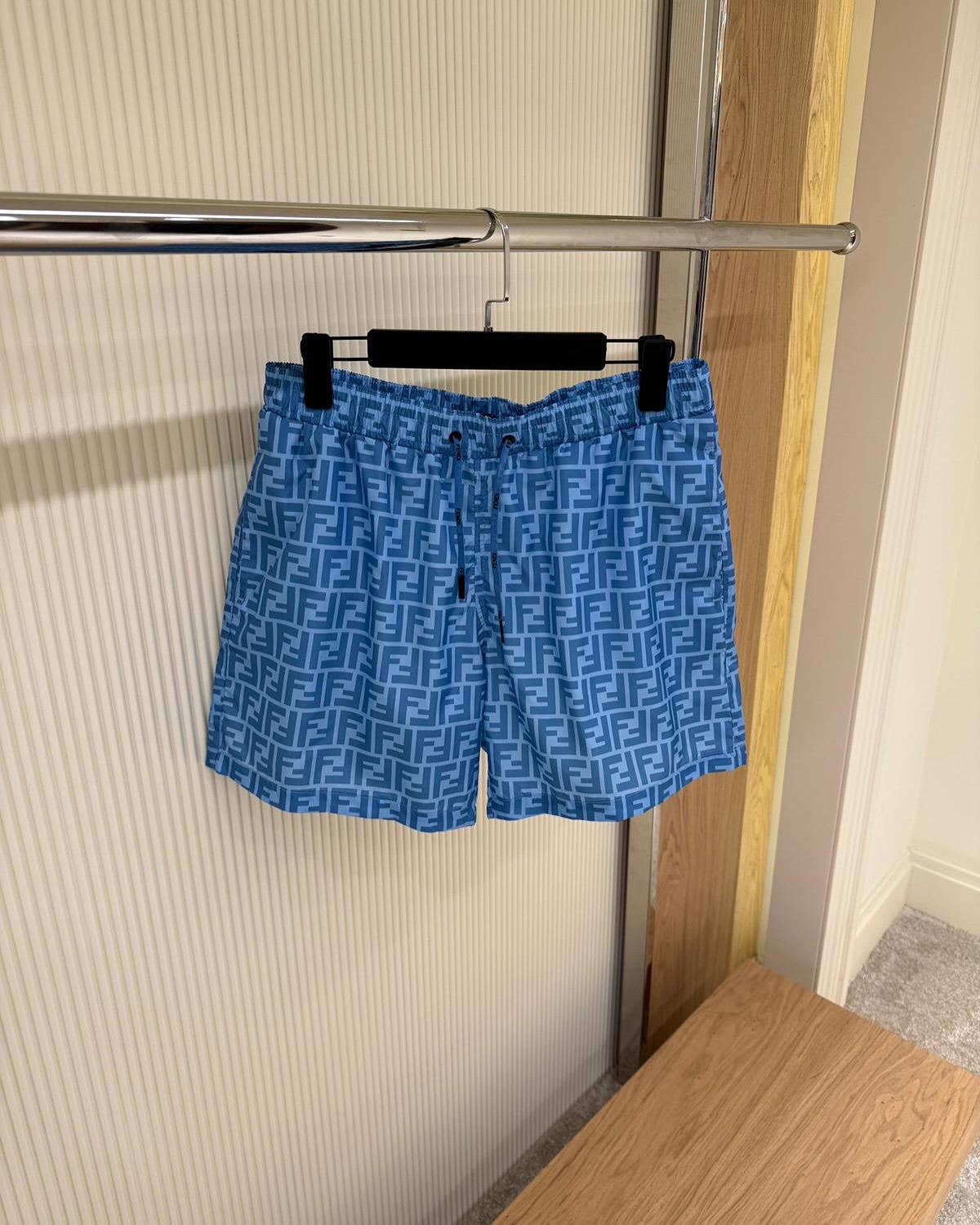 Fendi Blue FF All-Over Print Swim Shorts