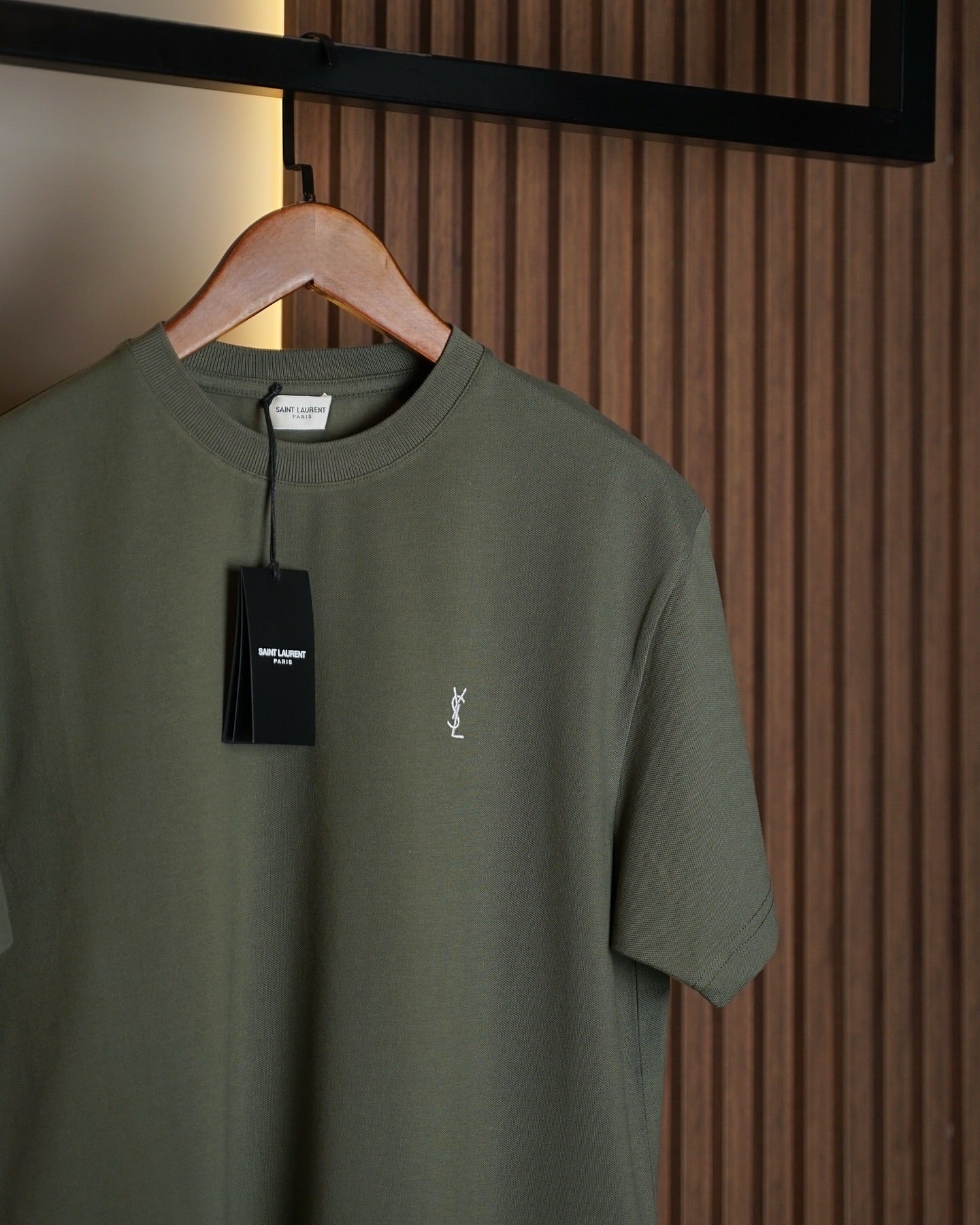 Saint Laurent Khaki Classic Logo T-Shirt