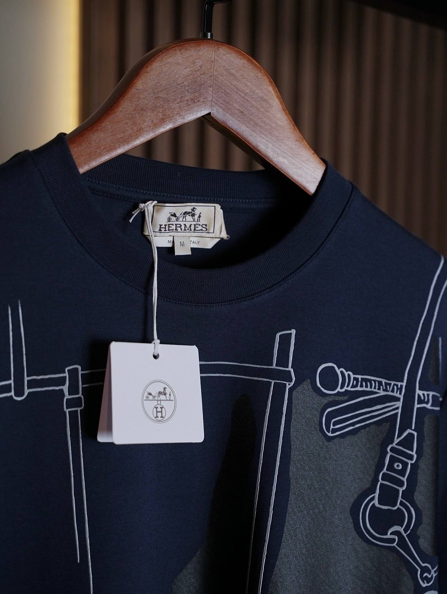 Hermès Navy Equestrian Print T-Shirt