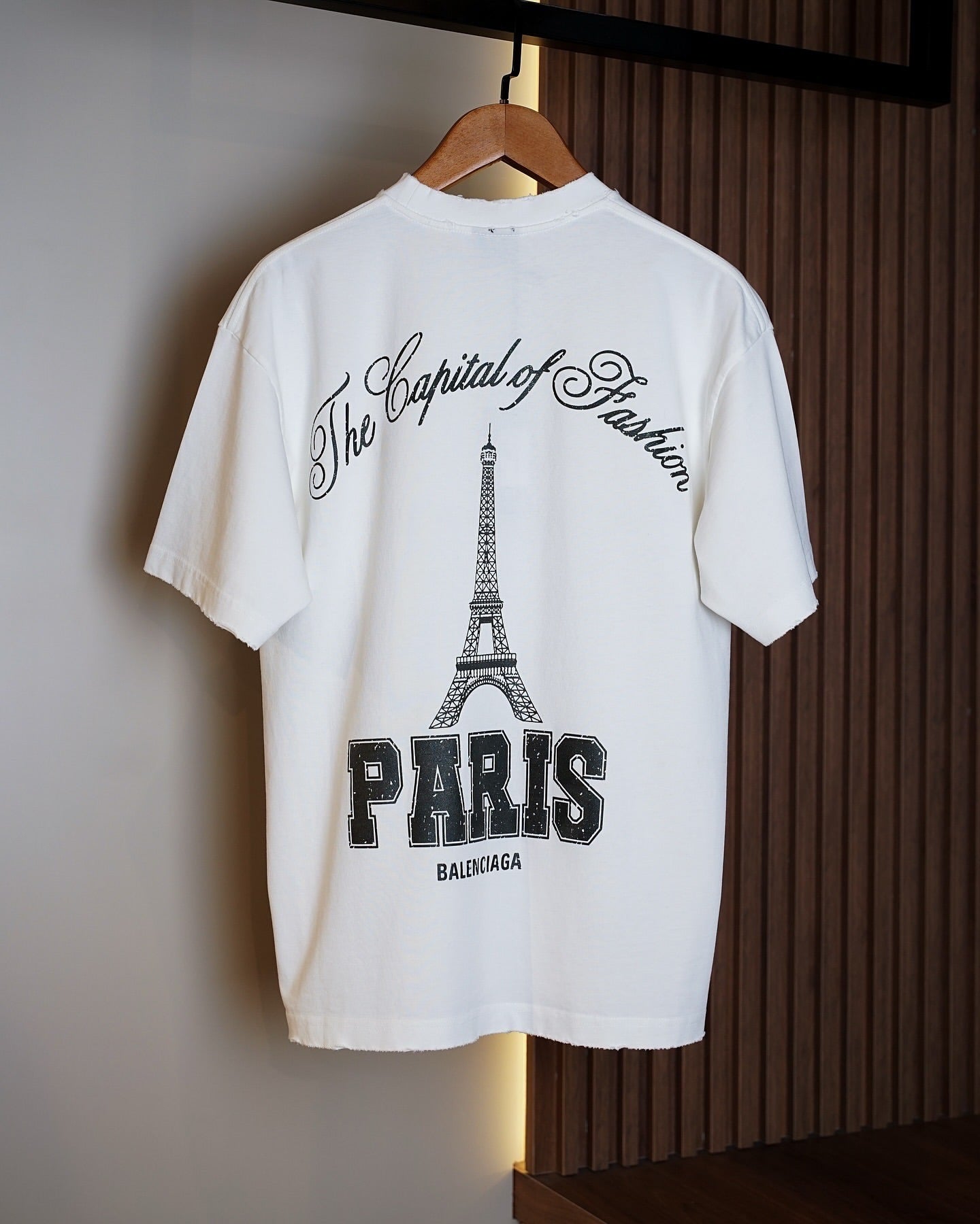 Balenciaga Paris Distressed T-Shirt – White
