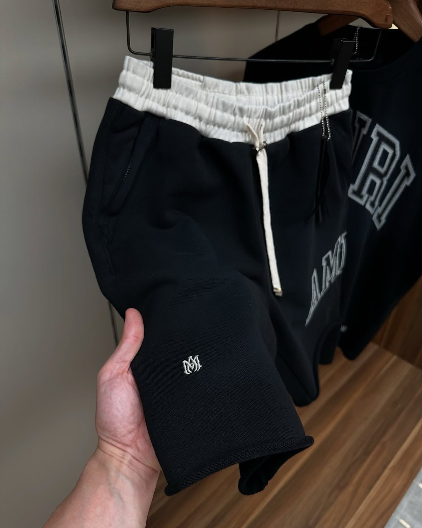 Amiri Collegiate Logo Black Shorts & T-Shirt Set