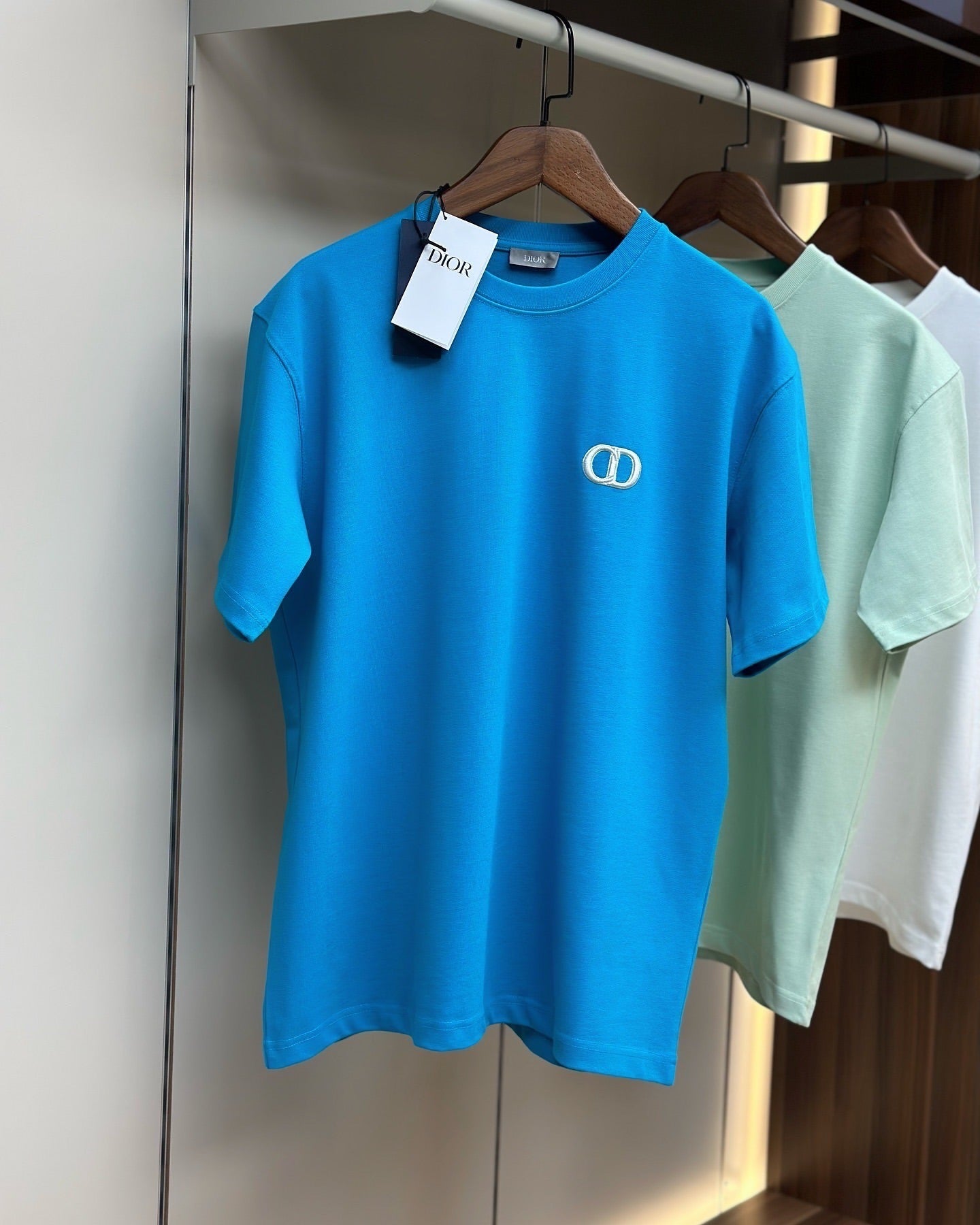 Dior Embroidered CD Icon T-Shirt – Sky Blue
