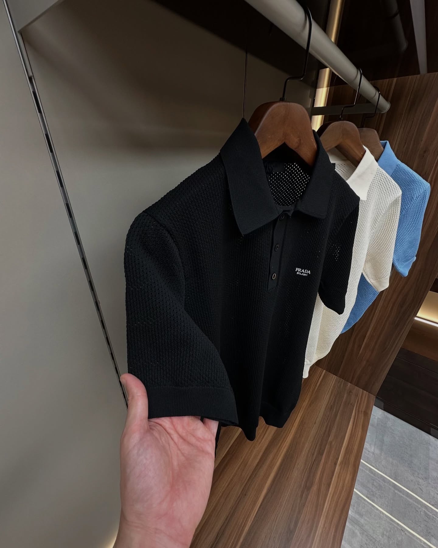 Prada Classic Black Cotton Polo Shirt