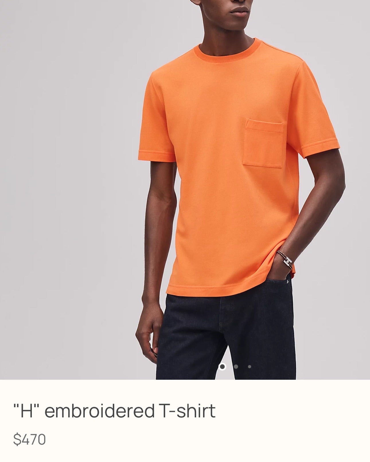 Hermès Orange Cotton T-Shirt with Sleeve Pocket & Embroidered “H”