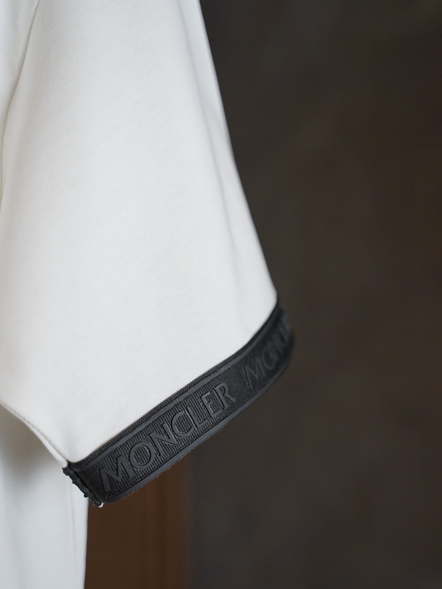 Moncler Classic White Logo Tee with Black Trim