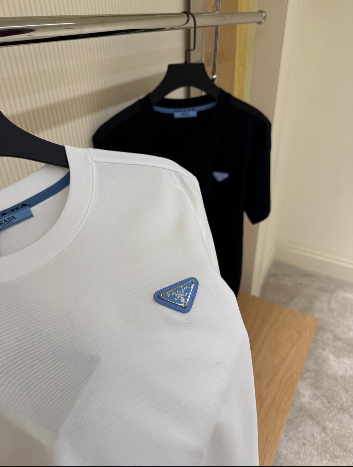 Prada Re-Nylon Triangle Logo T-Shirt white