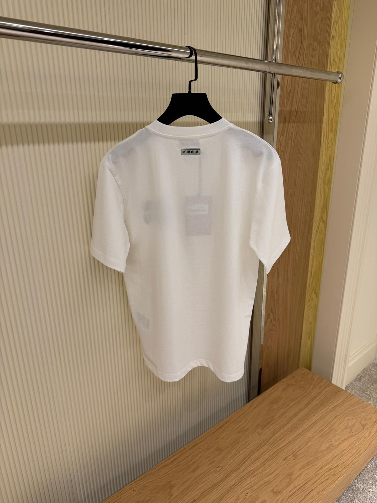 Miu Miu Embroidered Logo T-Shirt White