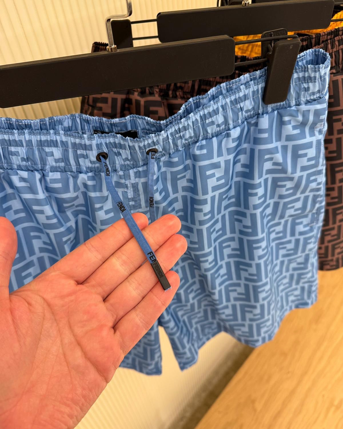 Fendi Blue FF All-Over Print Swim Shorts
