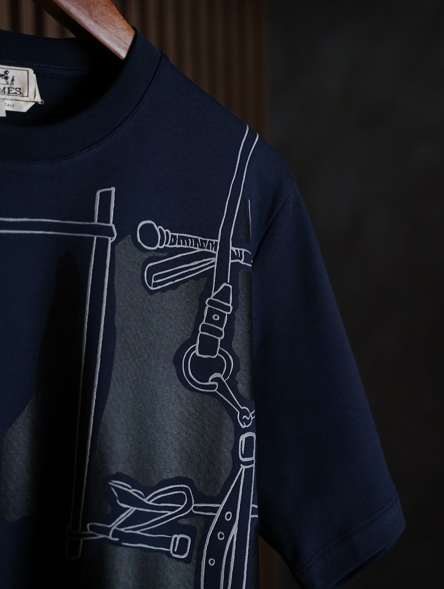 Hermès Navy Equestrian Print T-Shirt