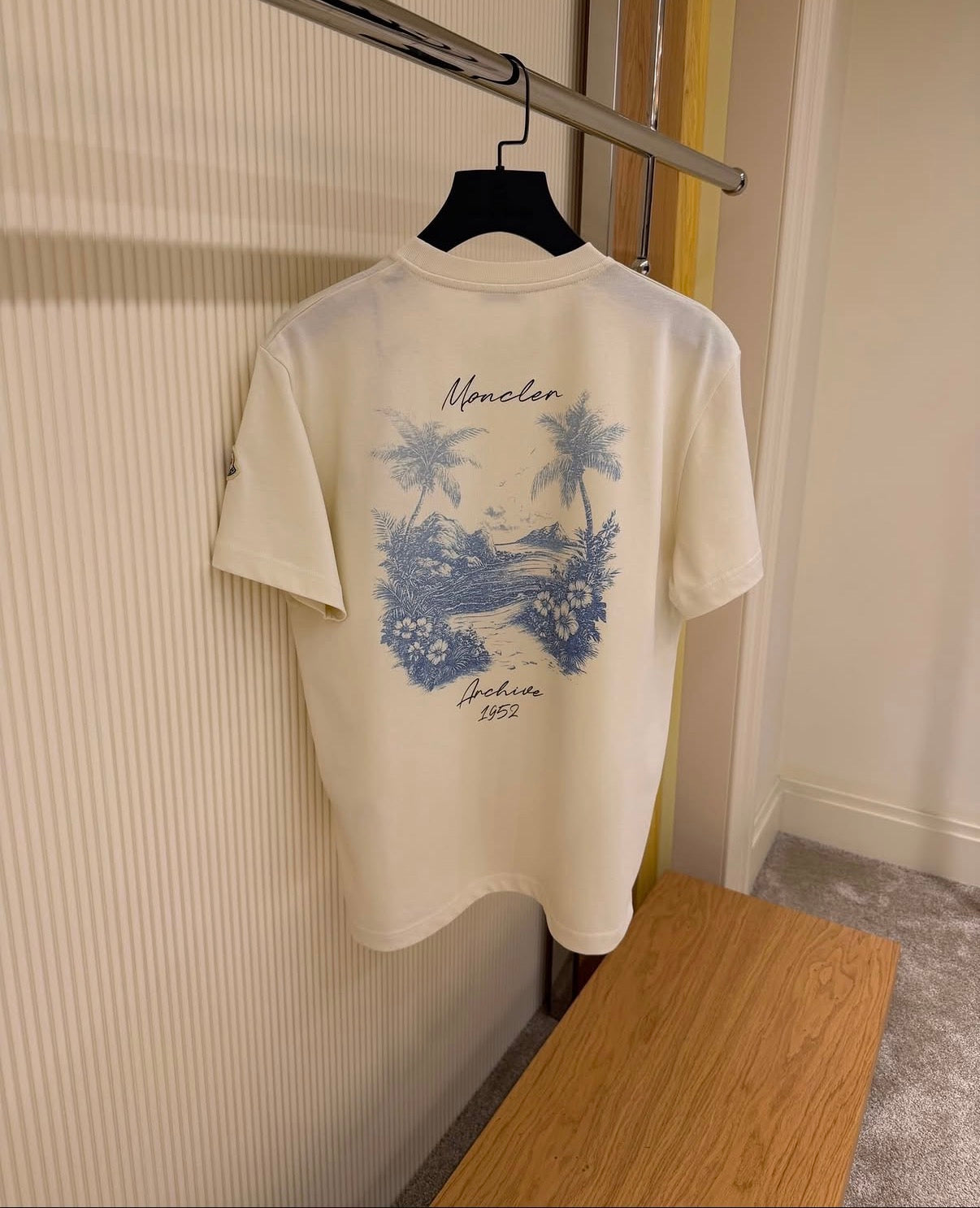 Moncler Archive 1952 Palm Print Ivory T-Shirt