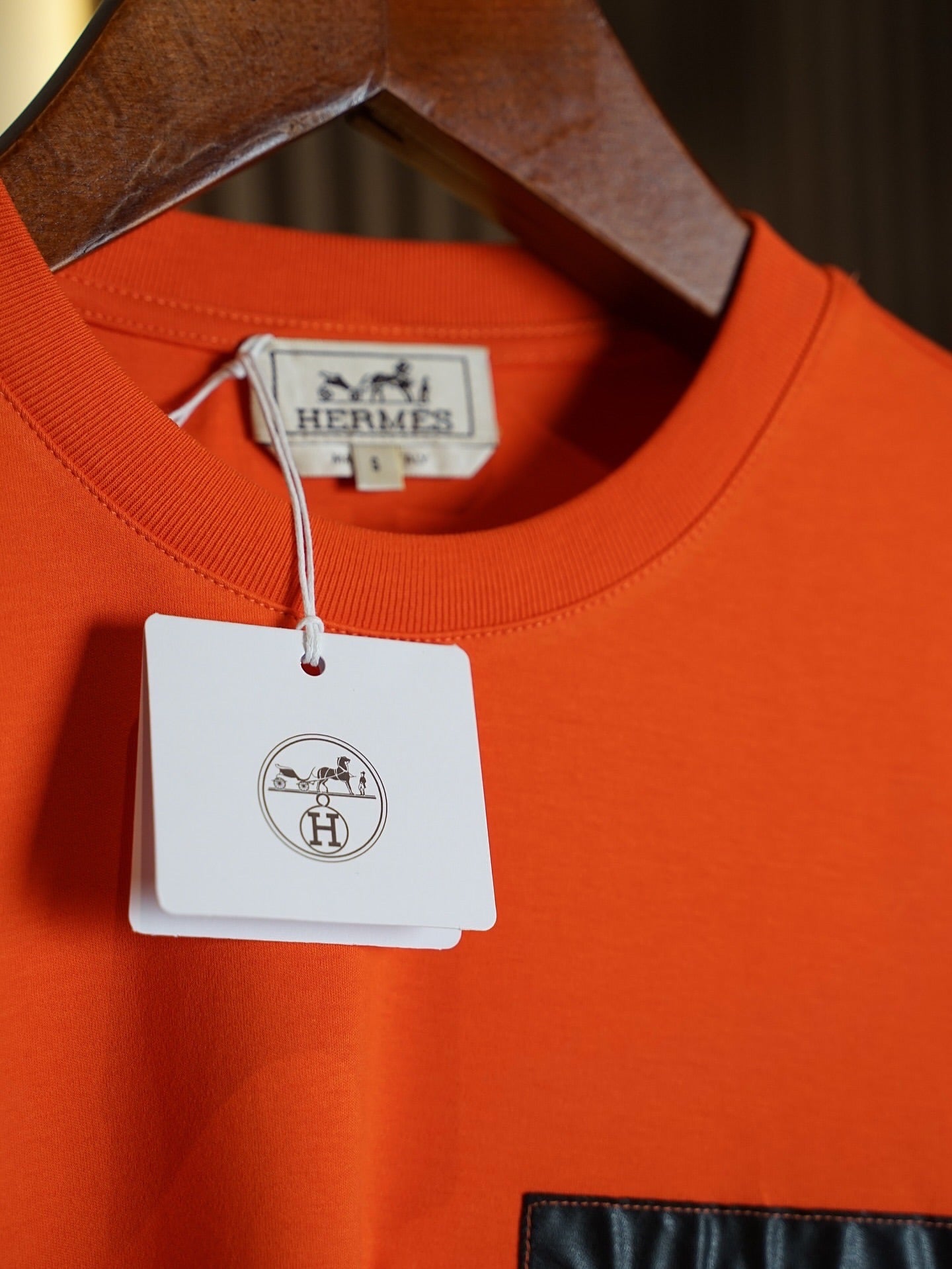 Hermès Orange Cotton T-Shirt with Contrast Pocket