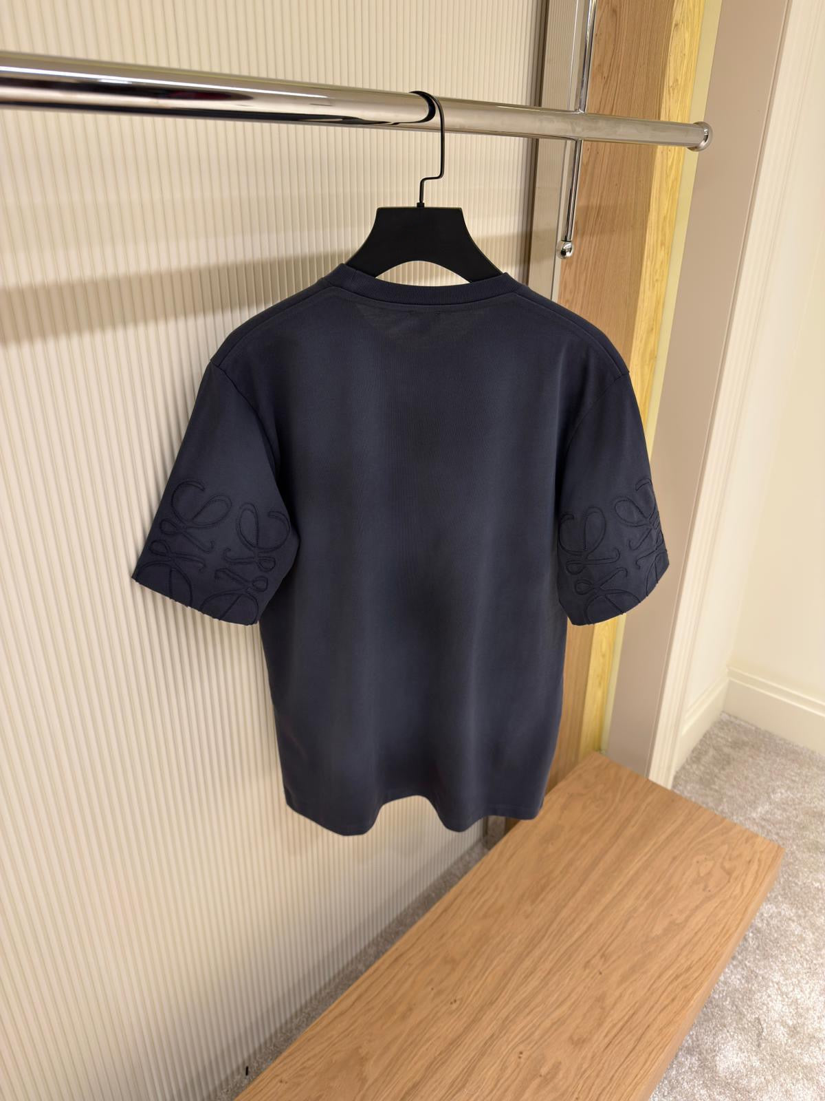 Loewe Navy Anagram Embroidered Sleeve T-Shirt
